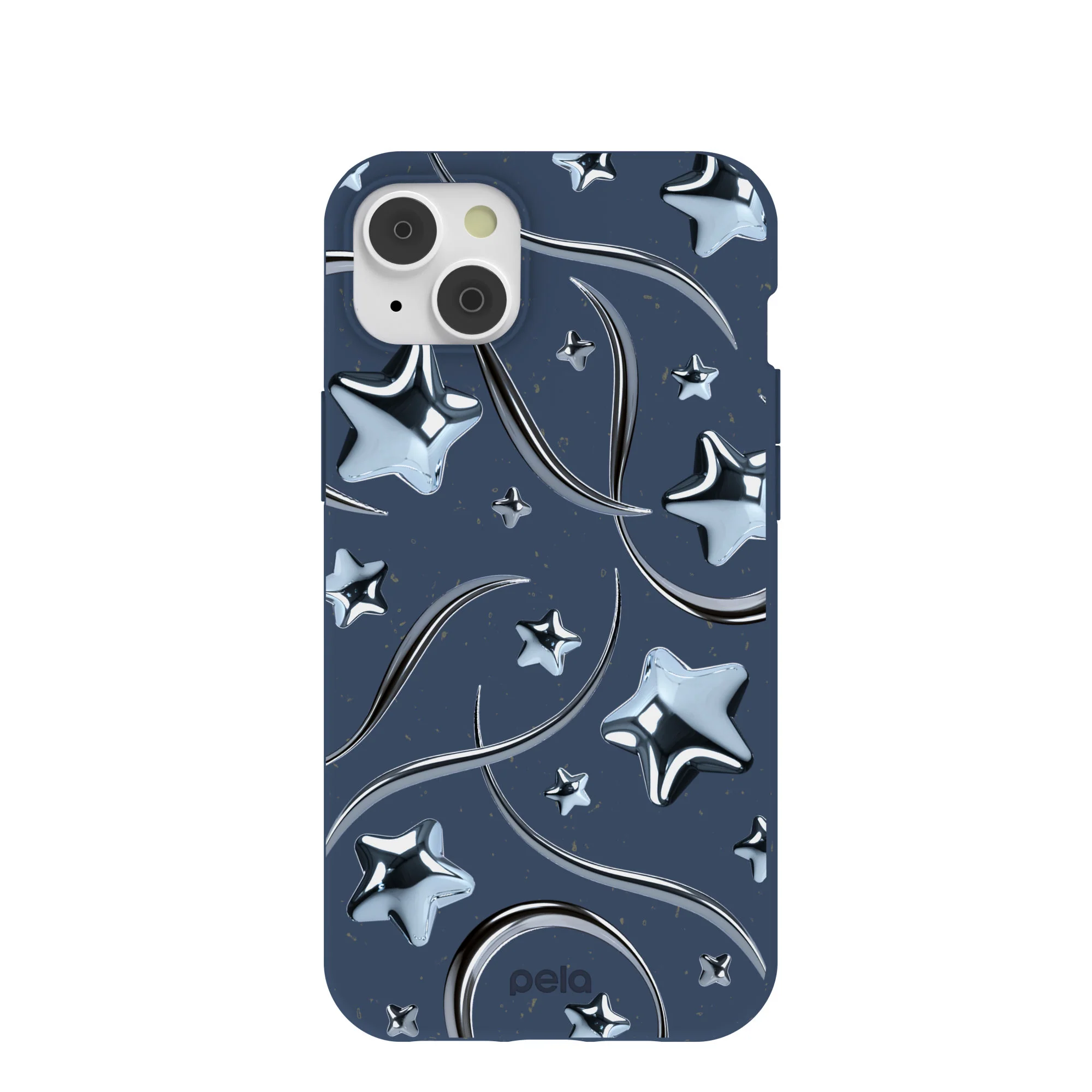Navy Blue Chrome Stars iPhone 14 Plus Case