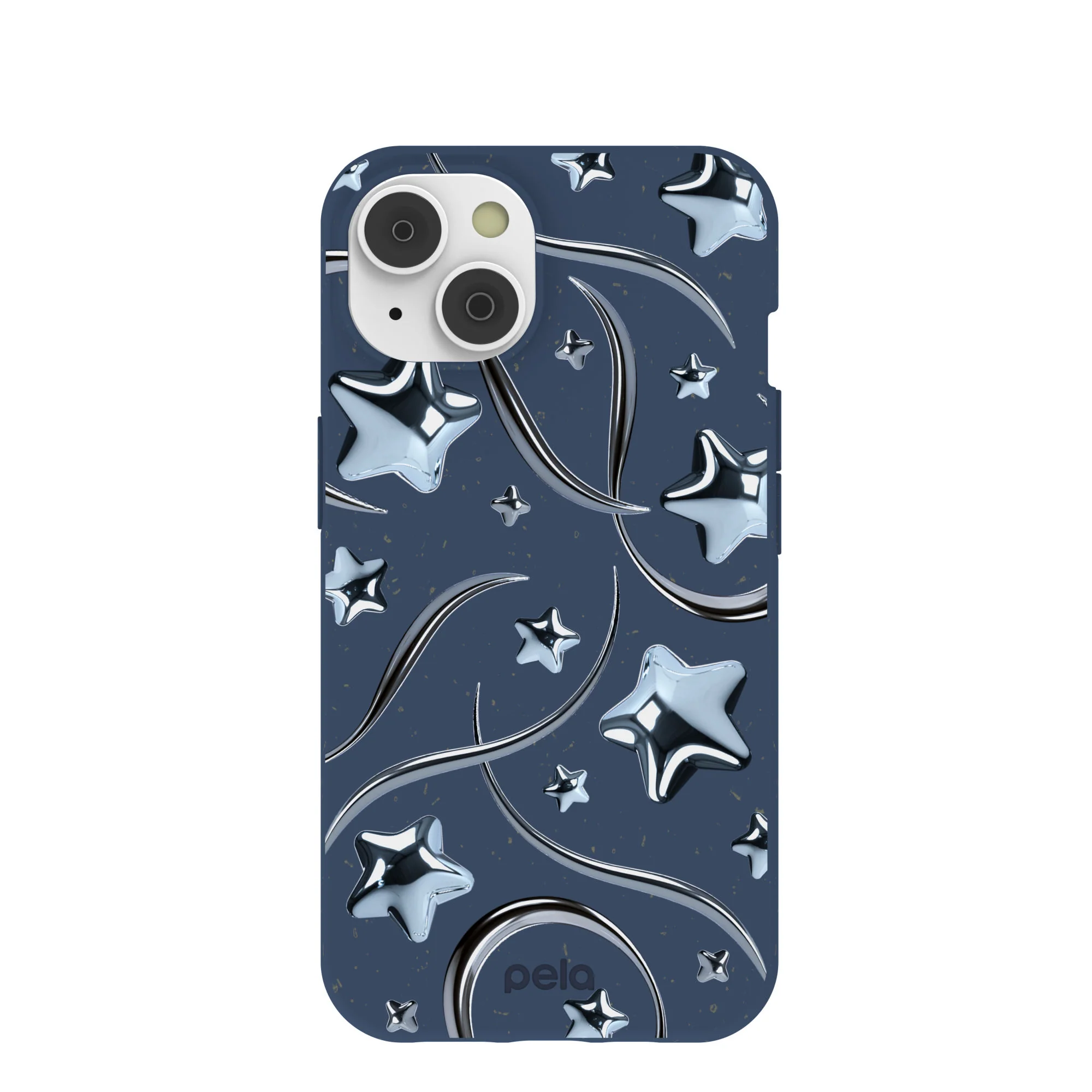Navy Blue Chrome Stars iPhone 14 Case