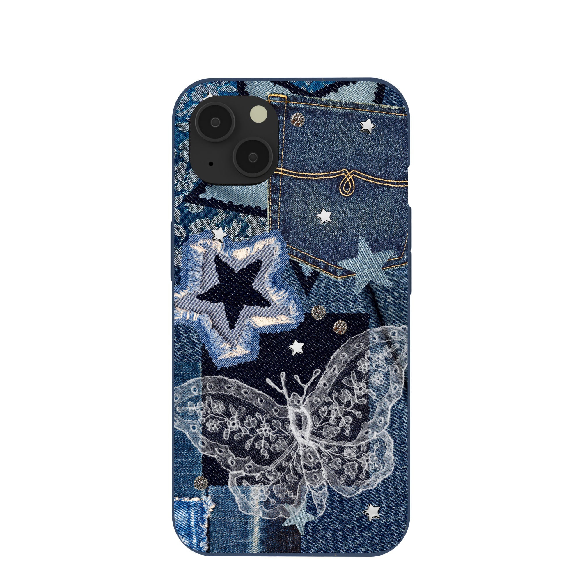 Navy Blue Double Denim iPhone 13 Case