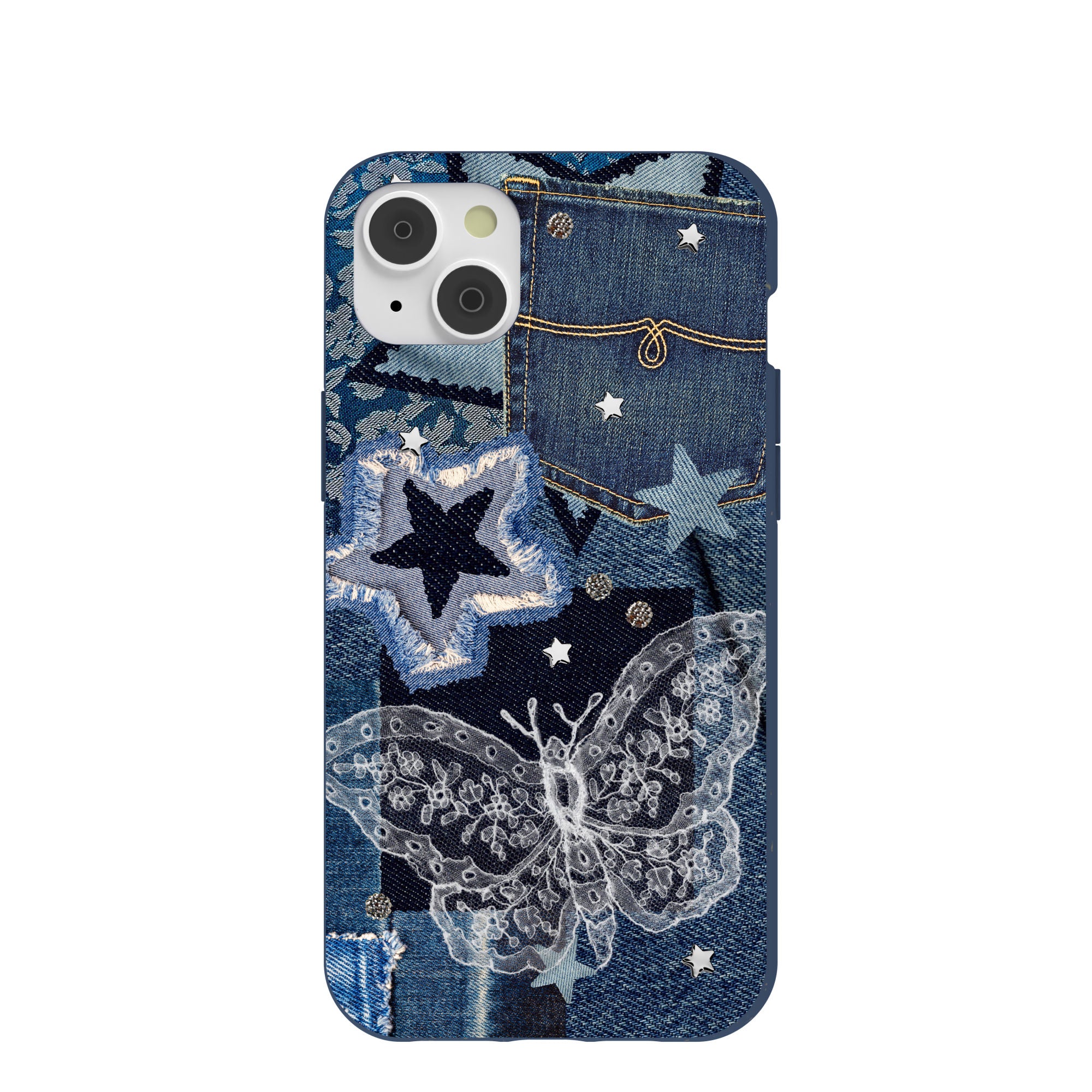 Navy Blue Double Denim iPhone 14 Plus Case