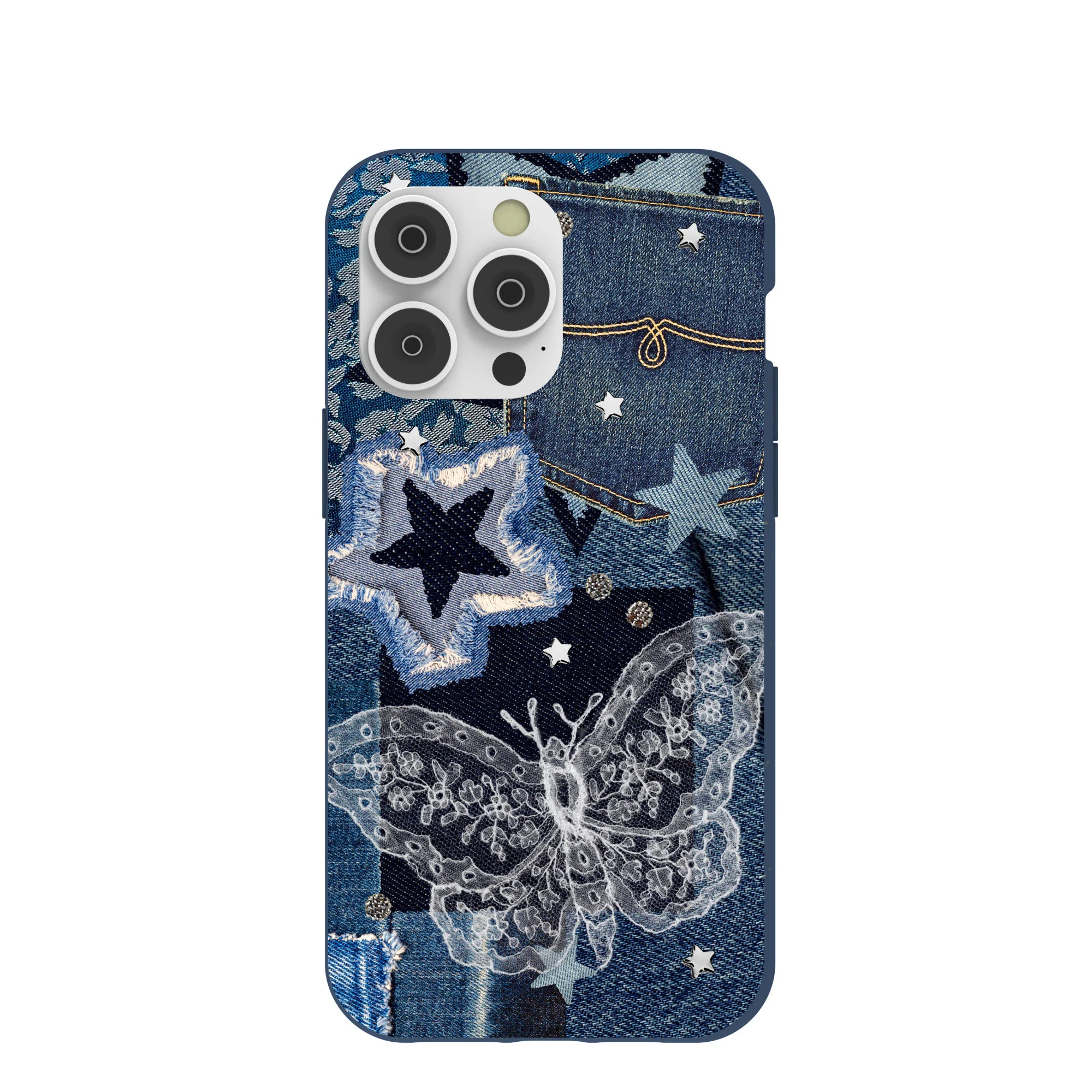 Navy Blue Double Denim iPhone 14 Pro Max Case