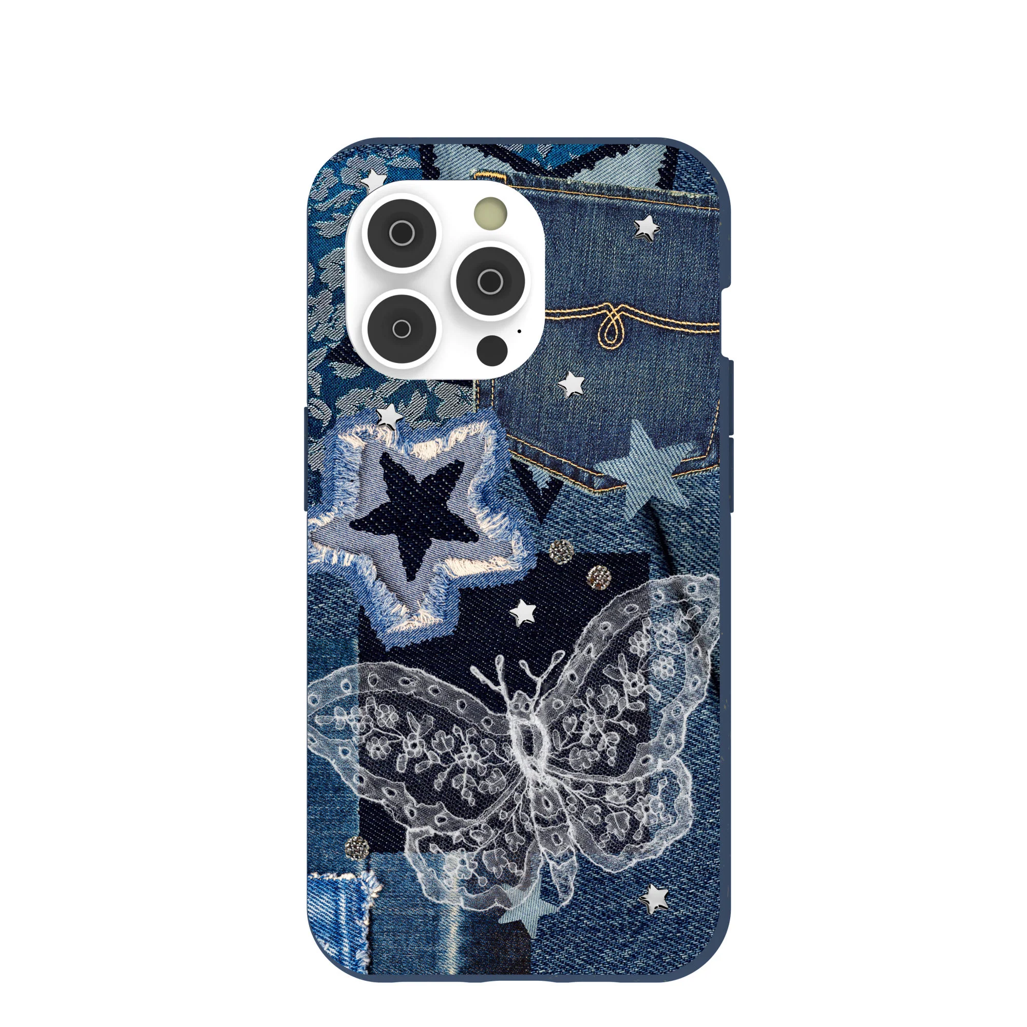 Navy Blue Double Denim iPhone 14 Pro Case