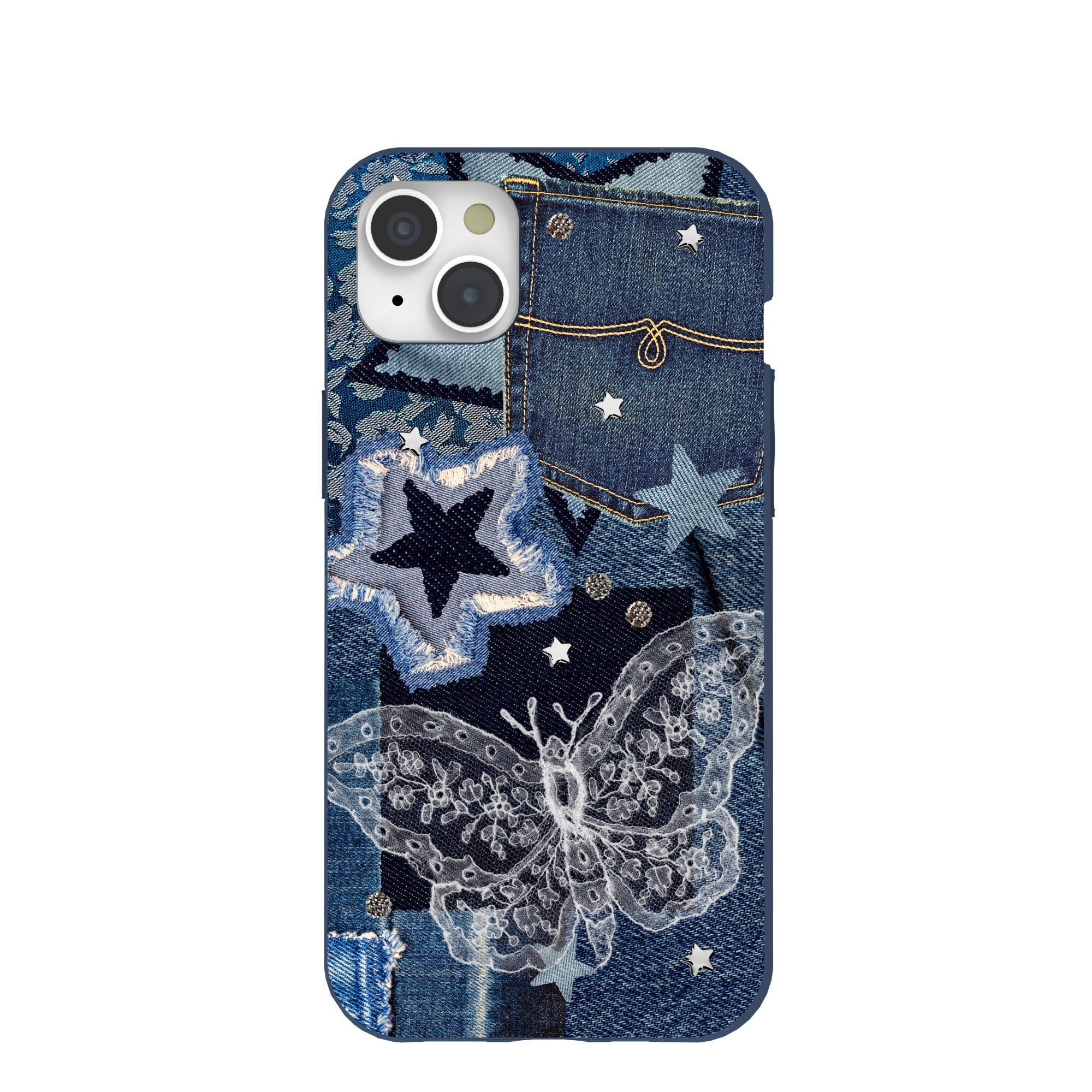 Navy Blue Double Denim iPhone 15 Plus Case