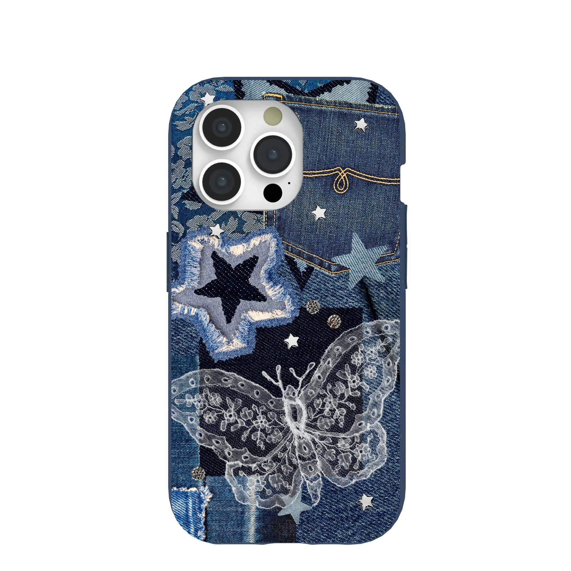 Navy Blue Double Denim iPhone 15 Pro Case