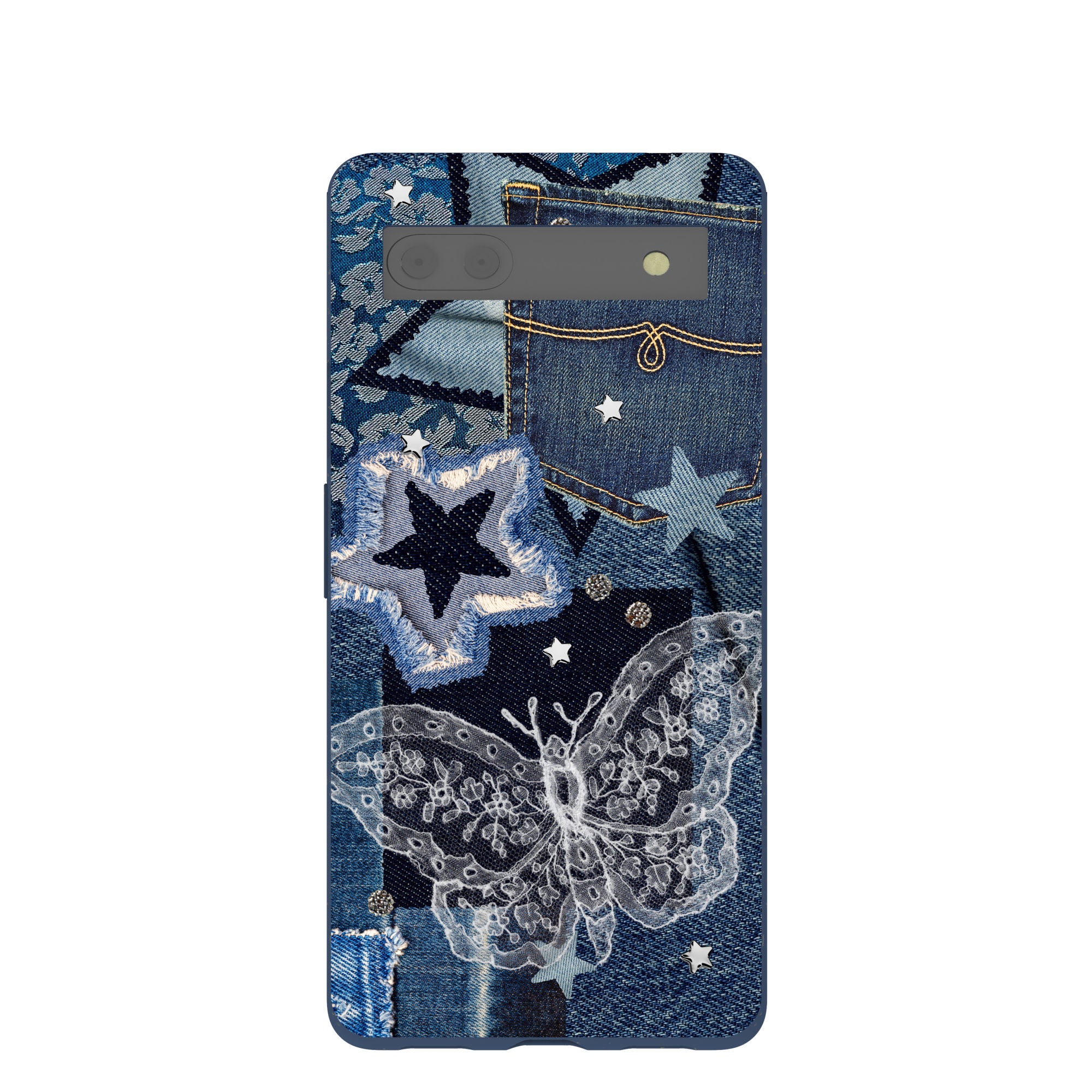 Navy Blue Double Denim Google Pixel 6a Case