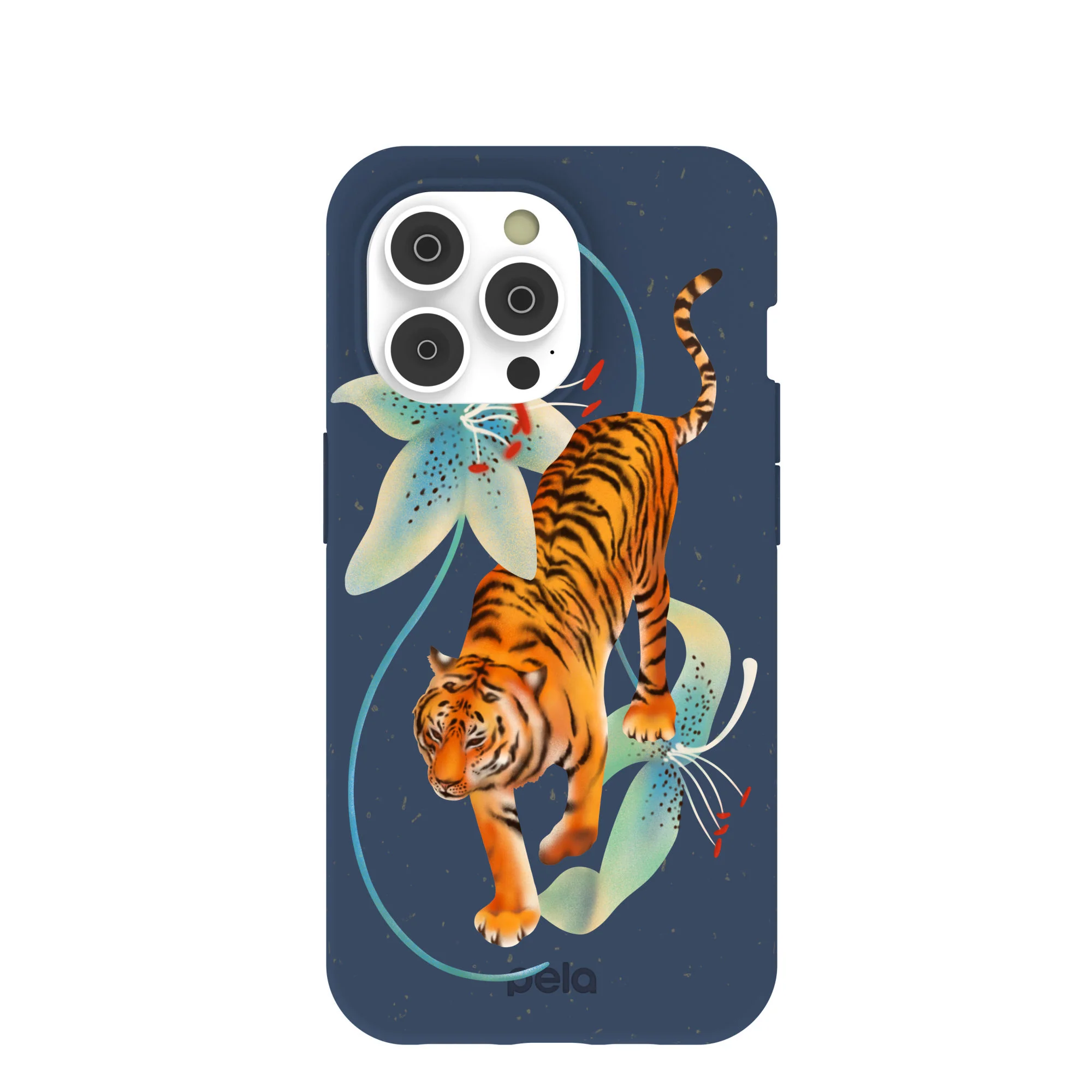 Navy Blue Lucky Tiger iPhone 14 Pro Case