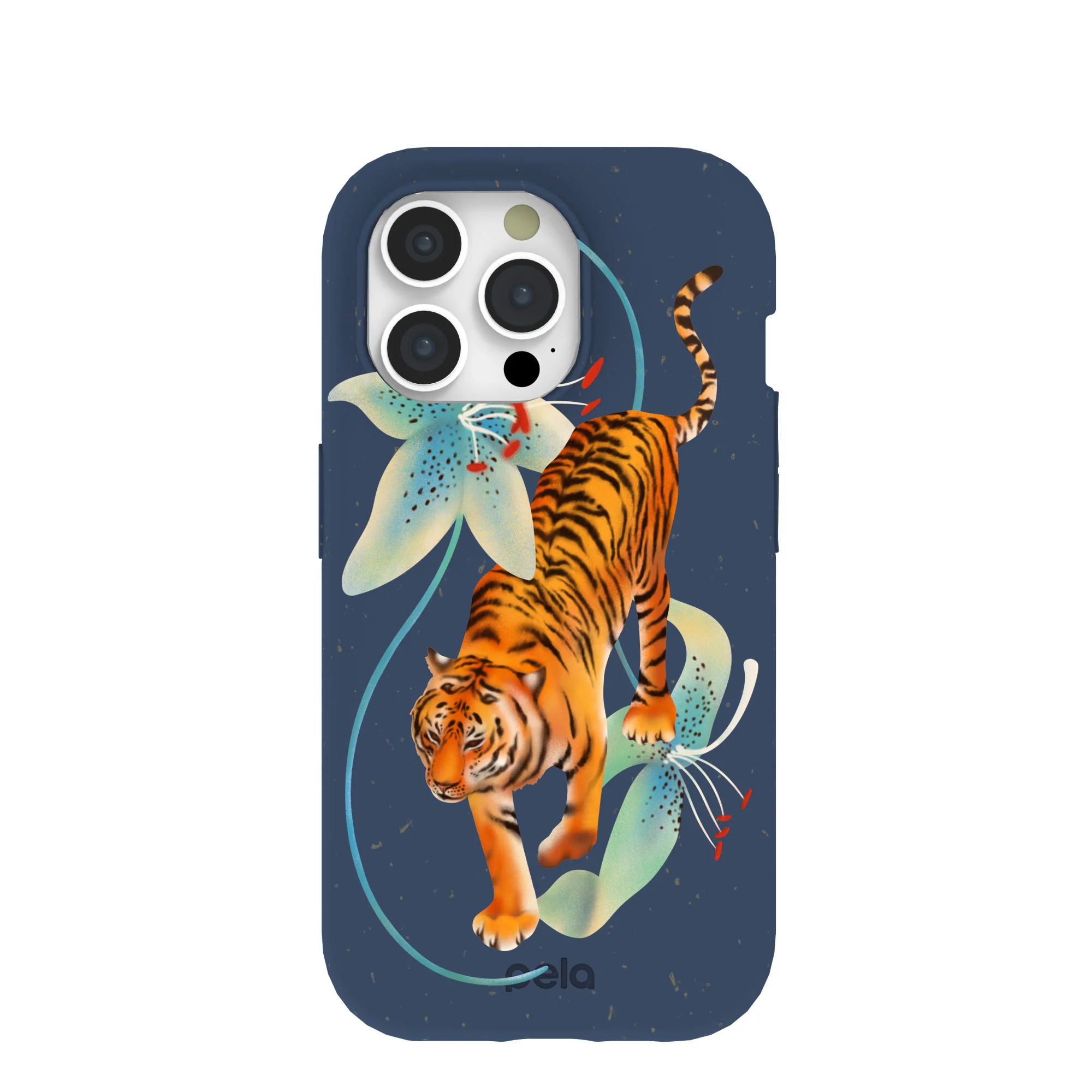 Navy Blue Lucky Tiger iPhone 15 Pro Case