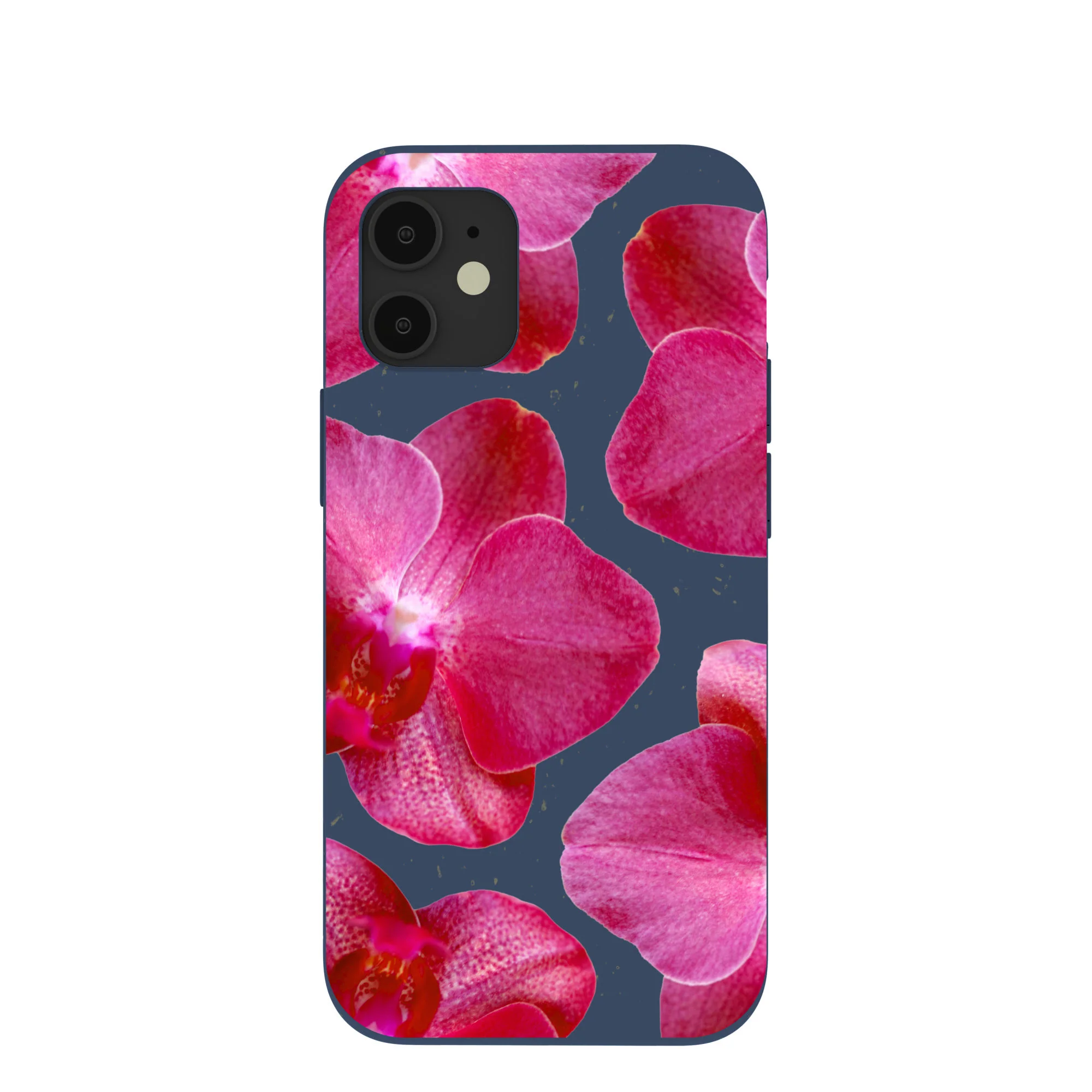 Navy Blue Pink Orchids iPhone 12 Mini Case