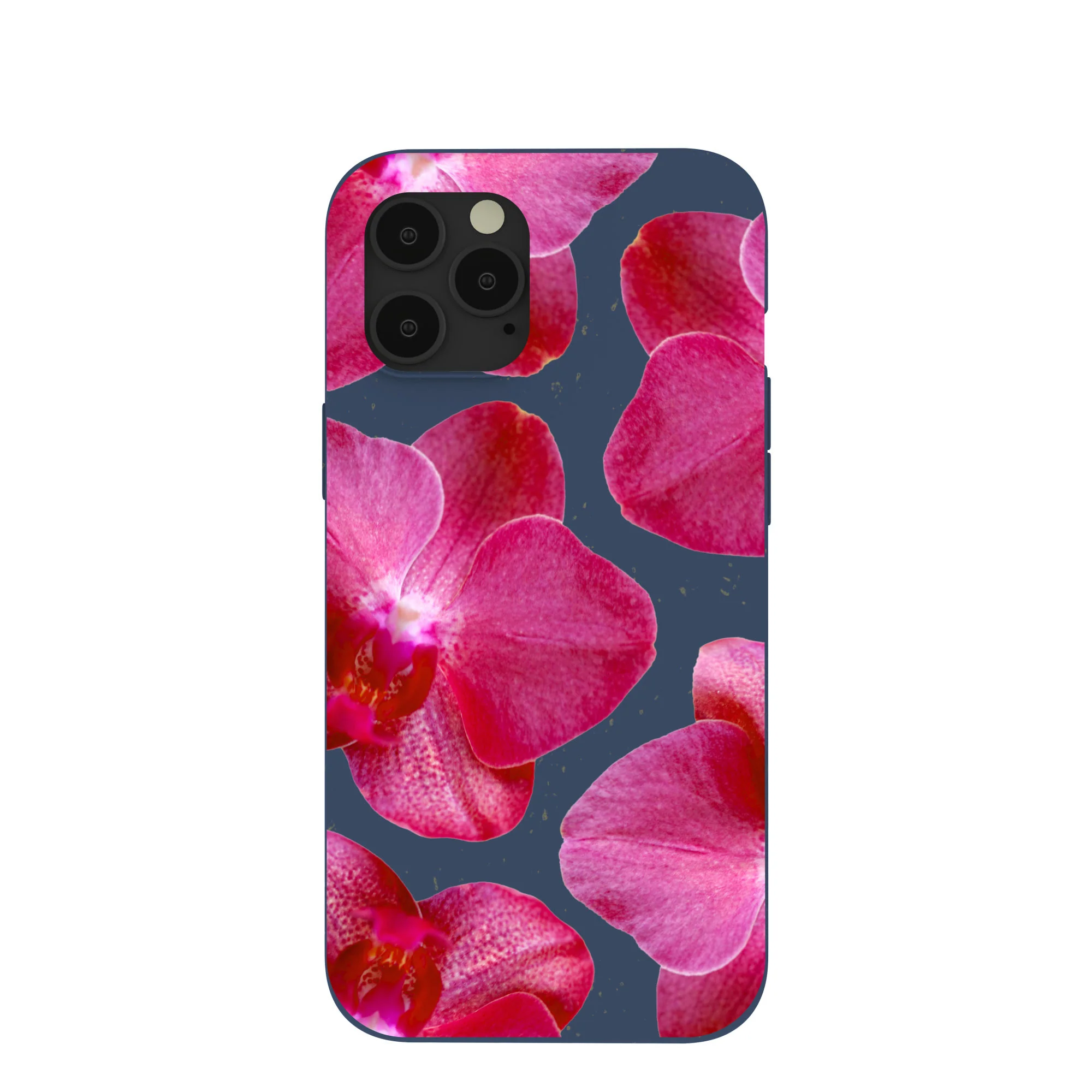 Navy Blue Pink Orchids iPhone 12 Pro Max Case