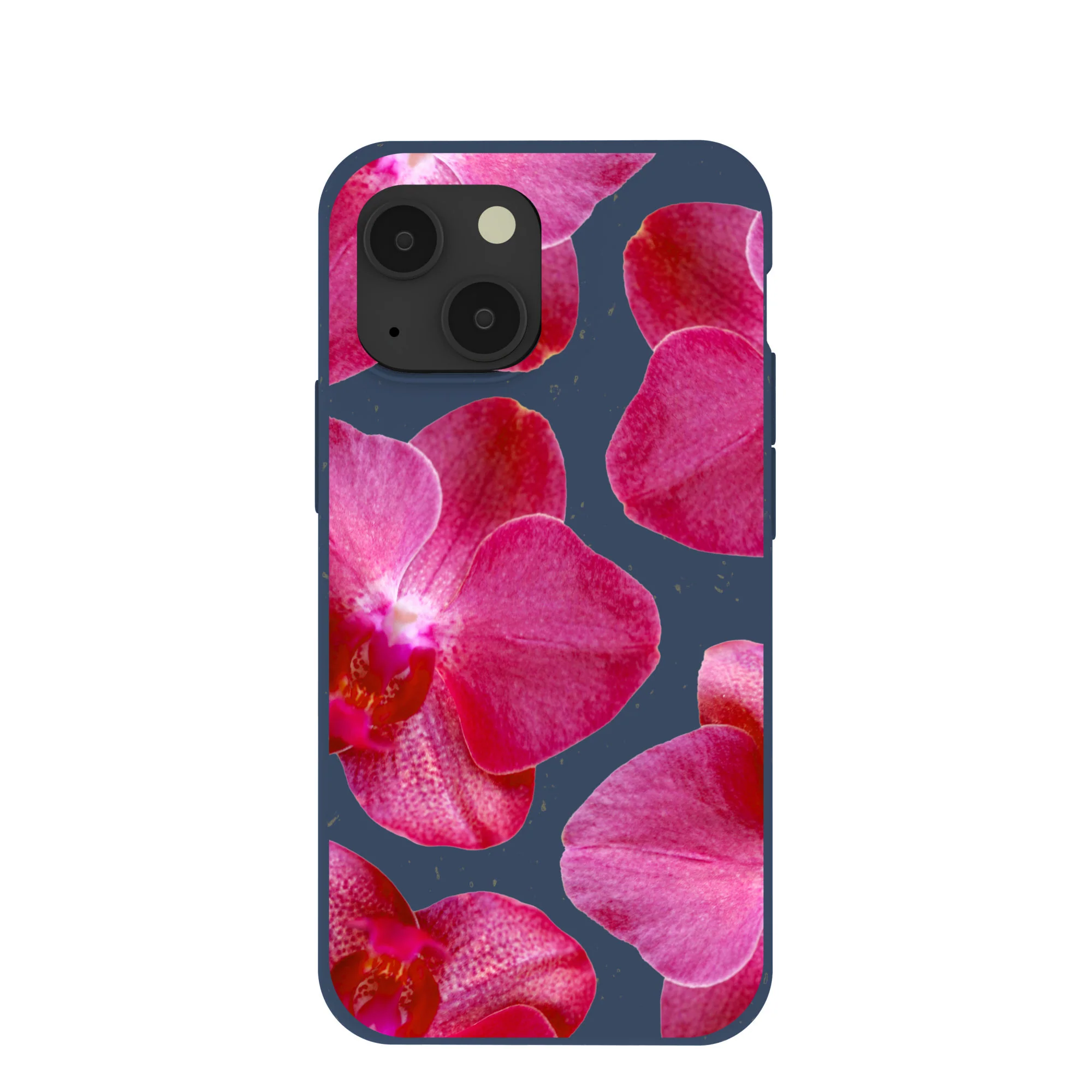Navy Blue Pink Orchids iPhone 13 Mini Case