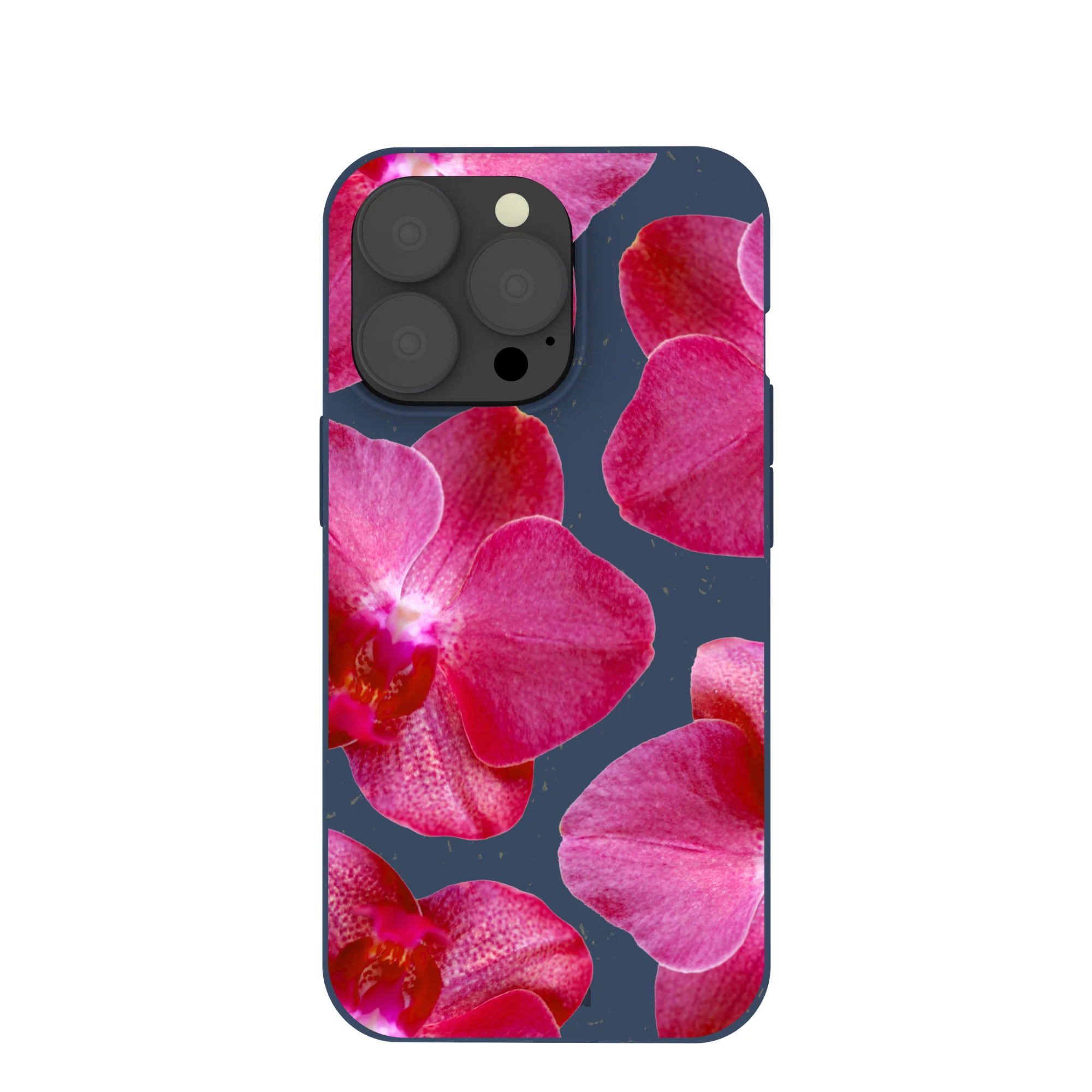 Navy Blue Pink Orchids iPhone 13 Pro Case