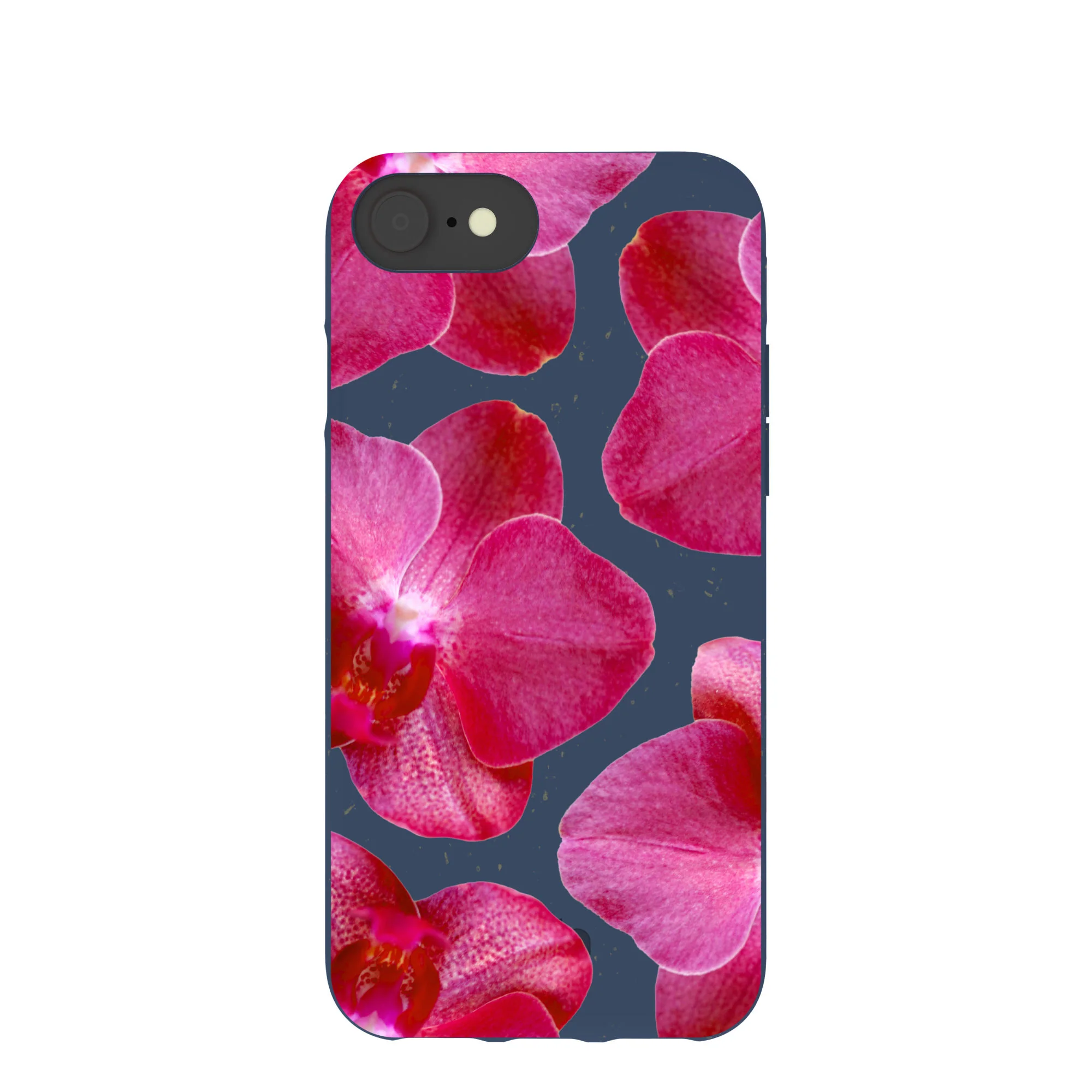 Navy Blue Pink Orchids iPhone 6/6s/7/8/SE Case