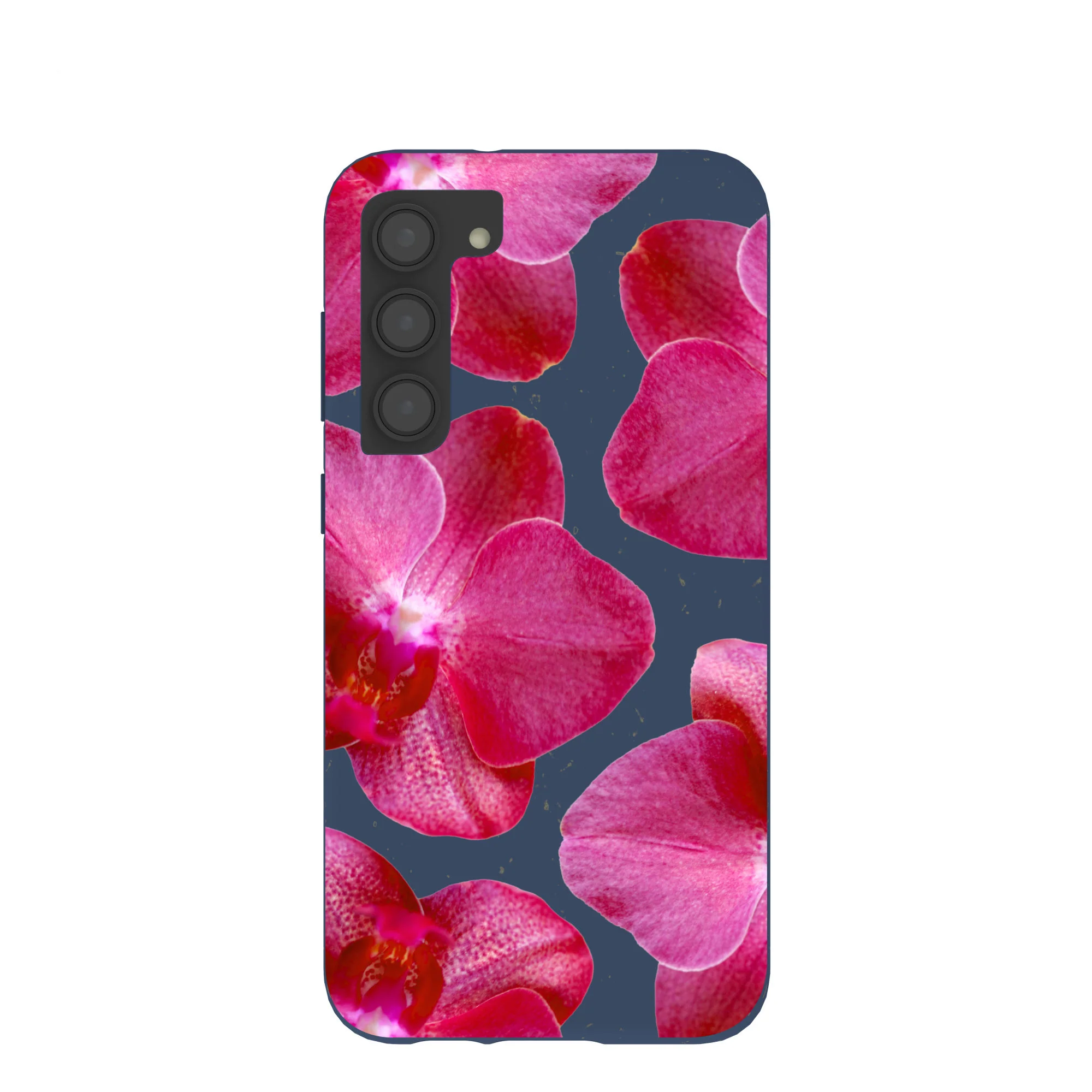 Navy Blue Pink Orchids Samsung Galaxy S23+(Plus) Case