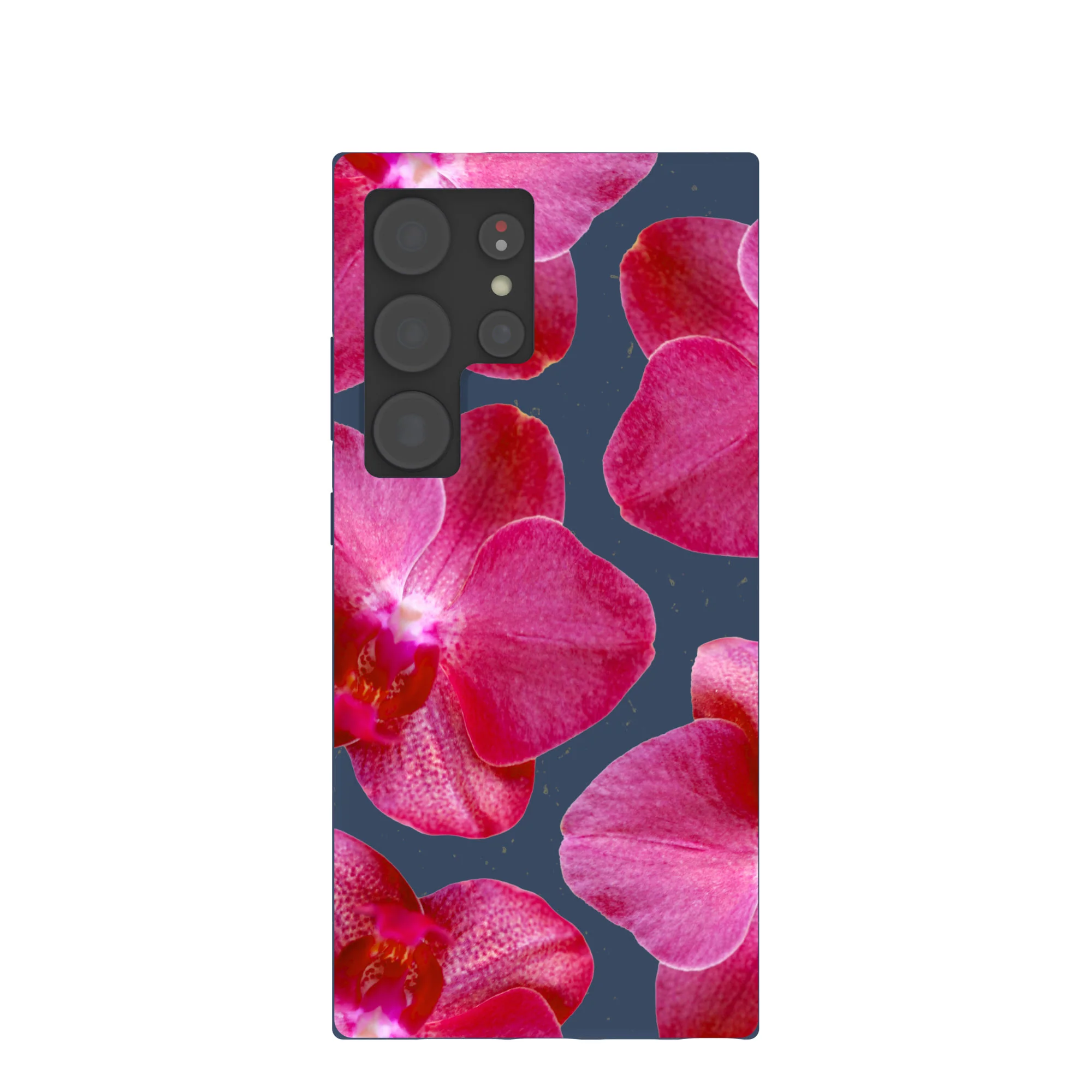 Navy Blue Pink Orchids Samsung Galaxy S24 Ultra Case