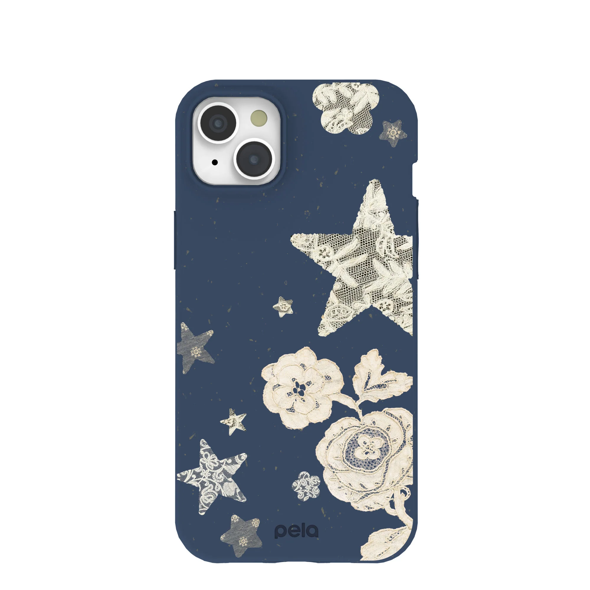 Navy Blue Romantic Lace iPhone 15 Plus Case