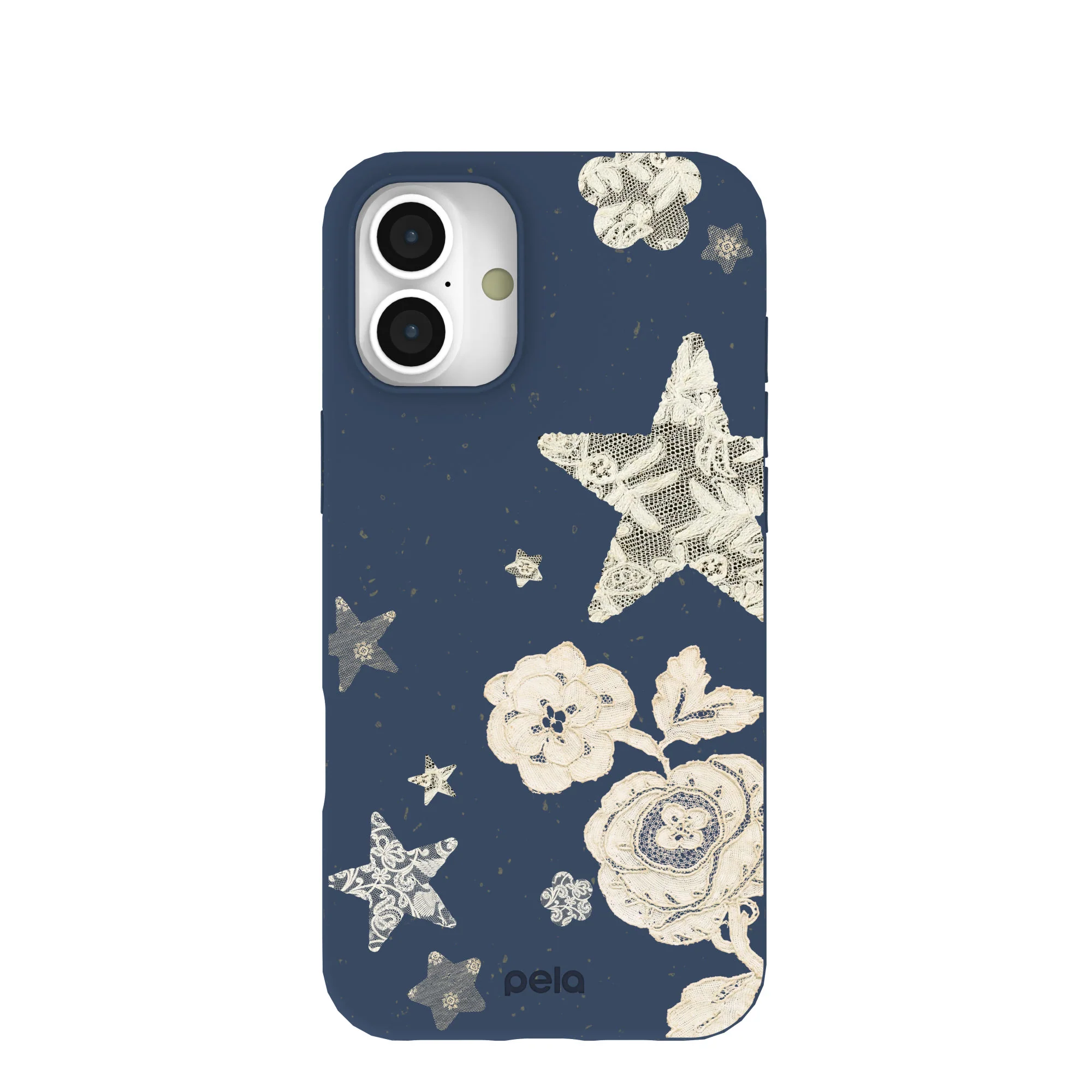 Navy Blue Romantic Lace iPhone 16 Plus Case
