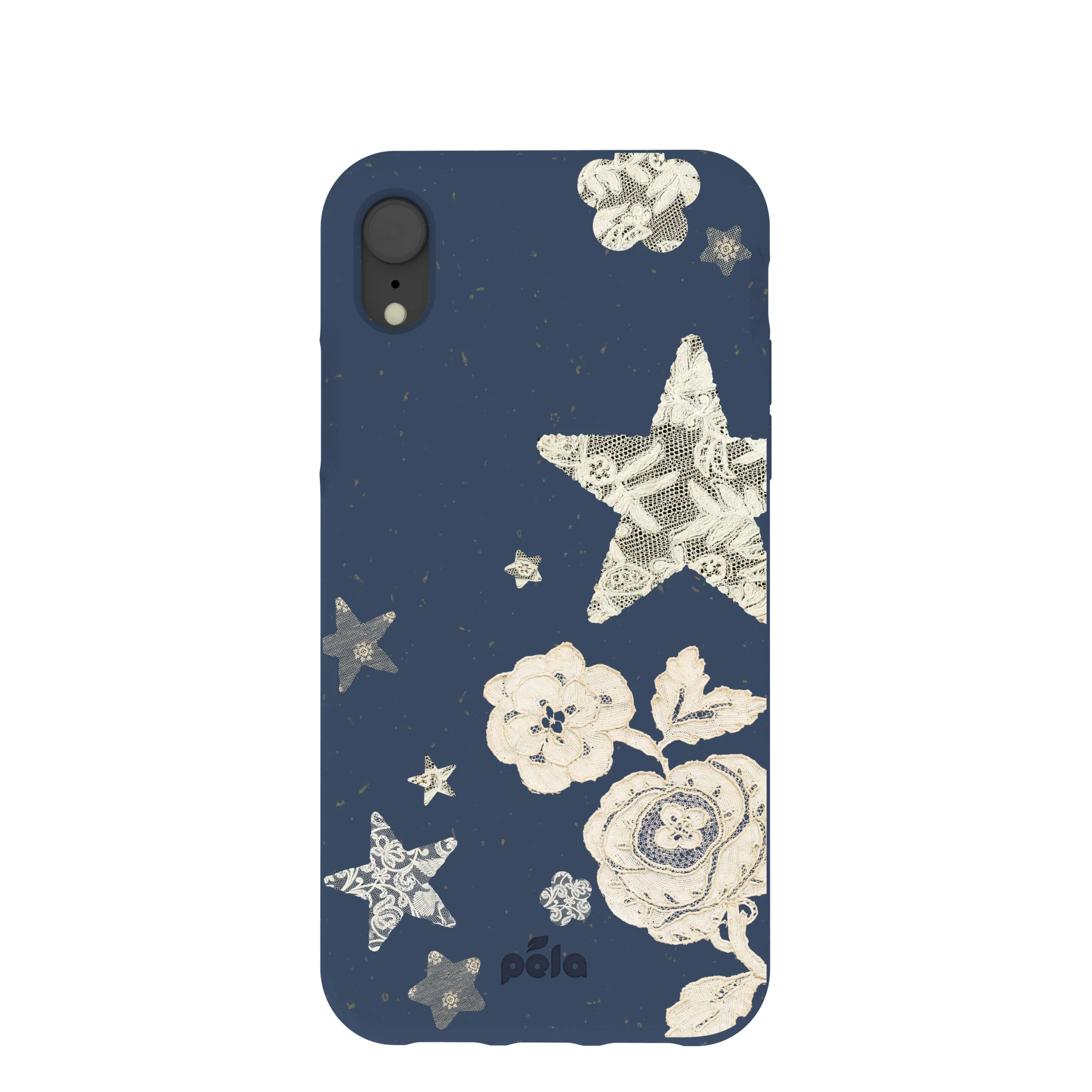 Navy Blue Romantic Lace iPhone XR Case