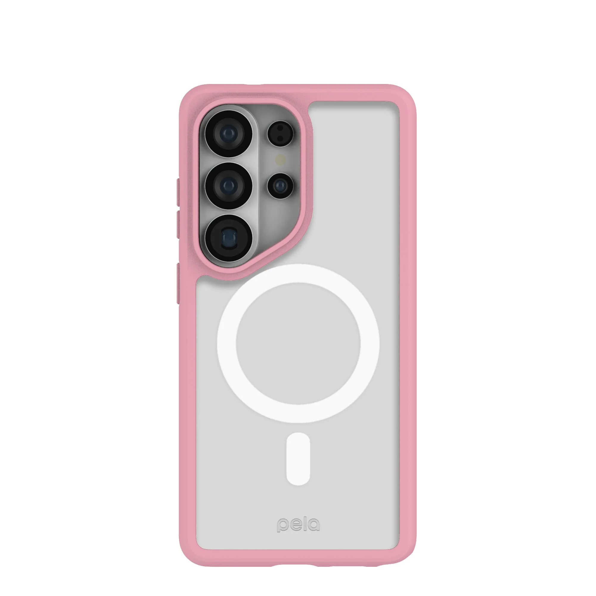 Clear Samsung Galaxy S26 Ultra Case with Petal Pink Ridge (Magnetic Charging Included)