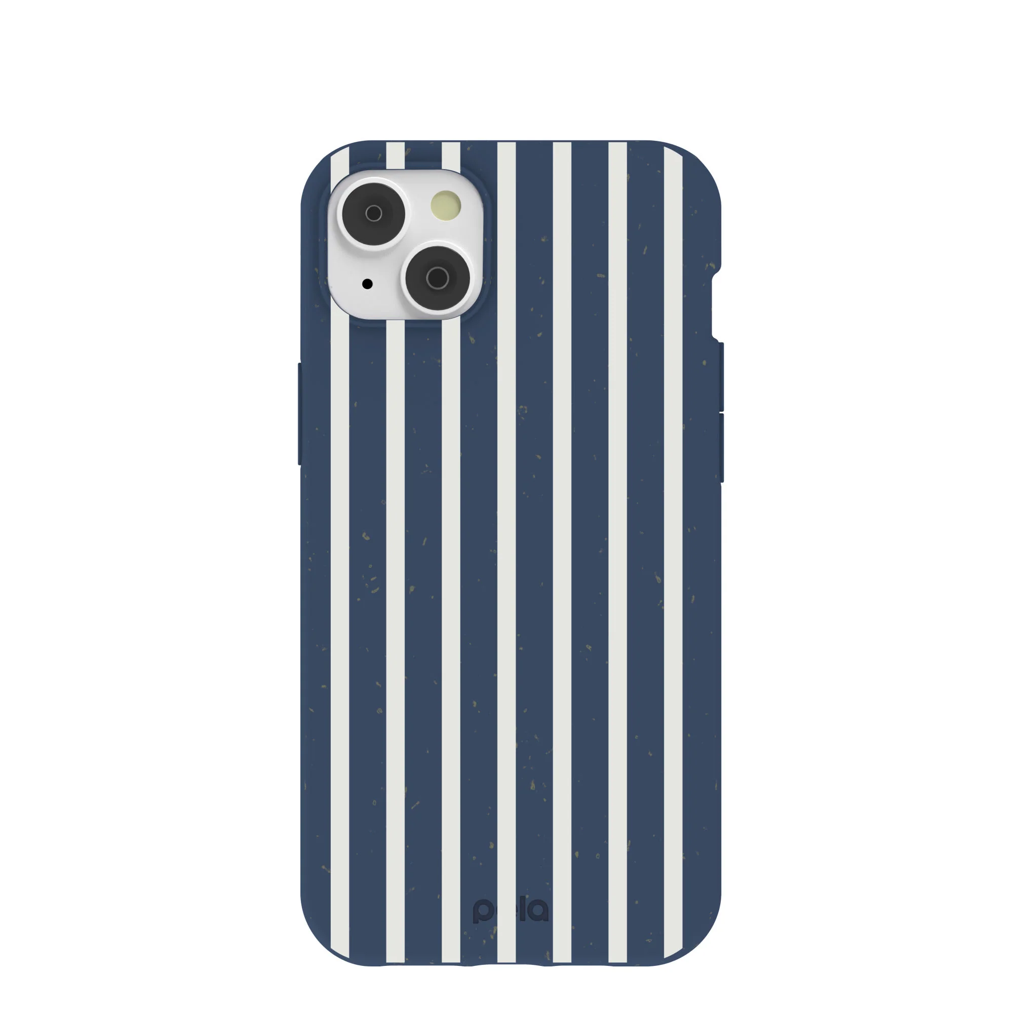 Navy Blue Sailor Stripes Vertical iPhone 14 Plus Case