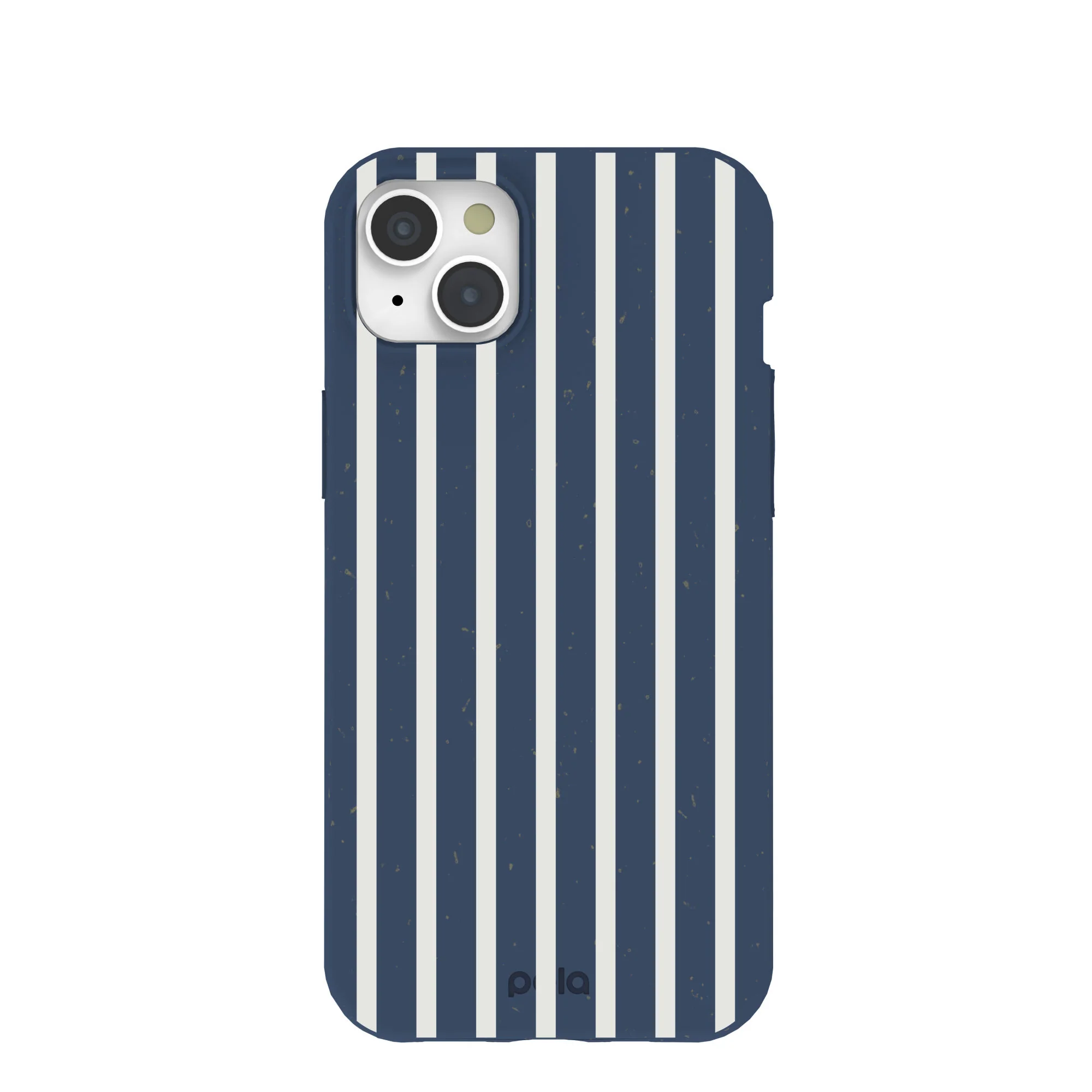 Navy Blue Sailor Stripes Vertical iPhone 15 Plus Case