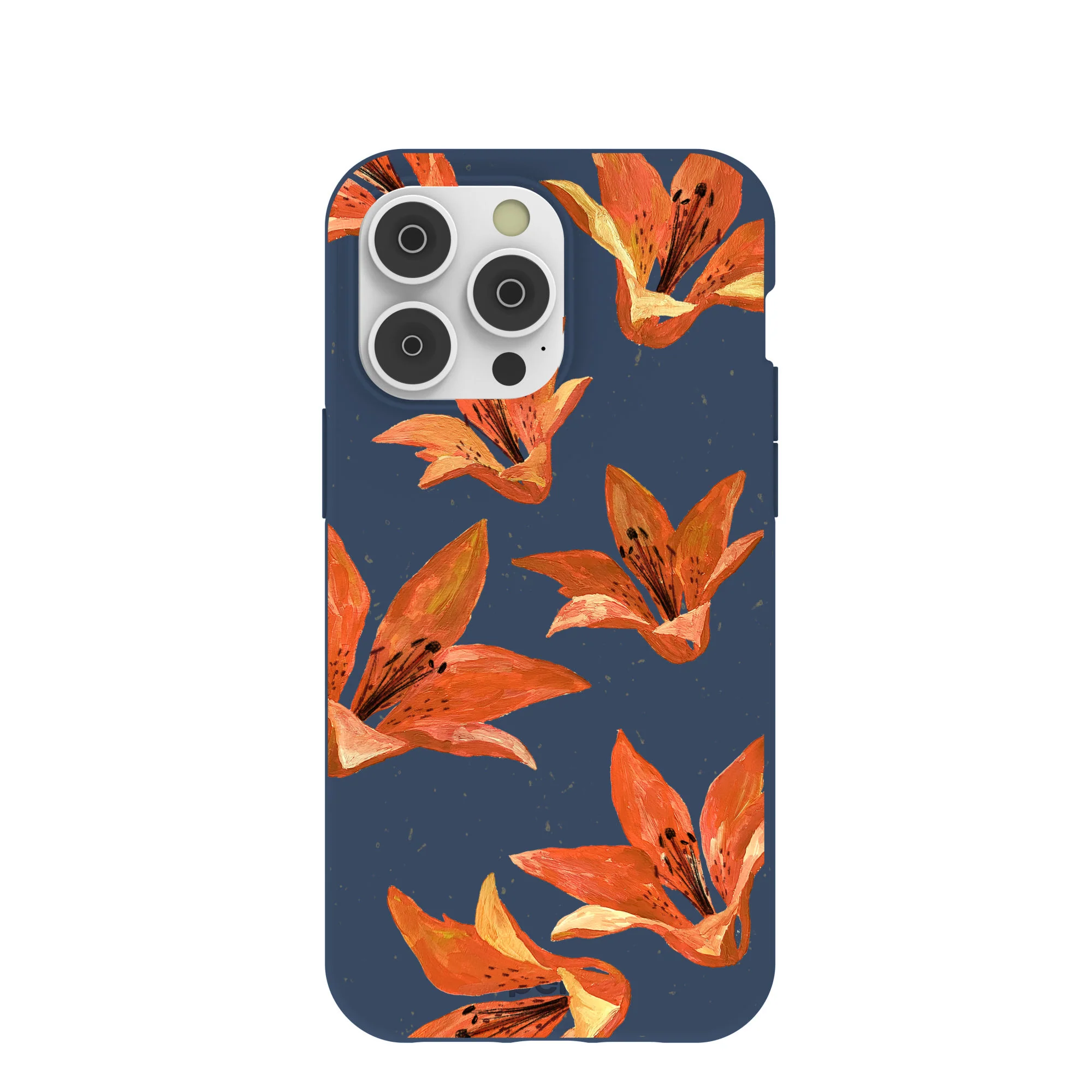 Navy Blue Tiger Lily iPhone 14 Pro Max Case