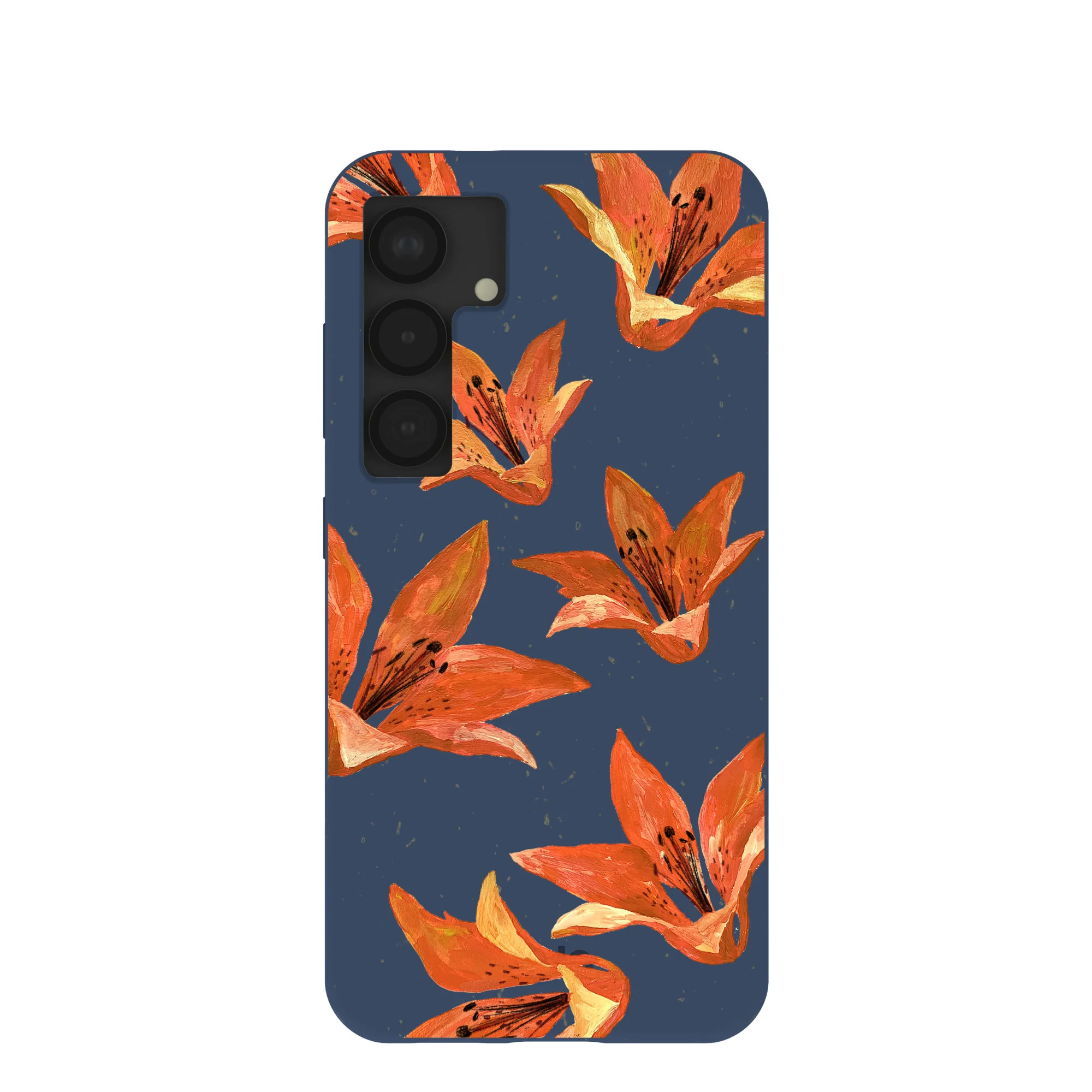 Navy Blue Tiger Lily Samsung Galaxy S25 Case