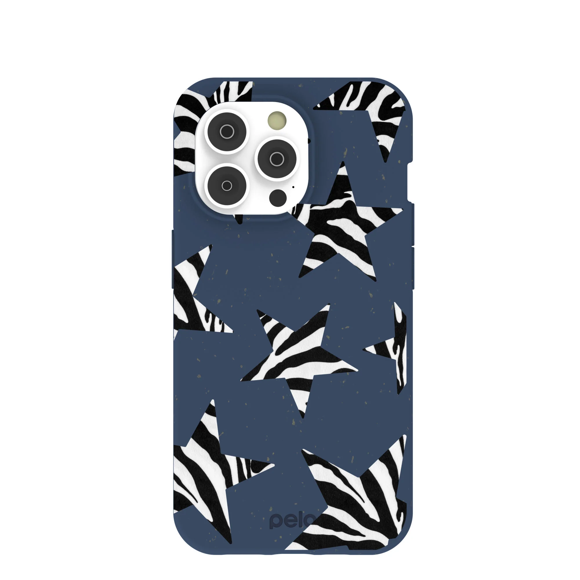 Navy Blue Zebra Stars iPhone 14 Pro Case
