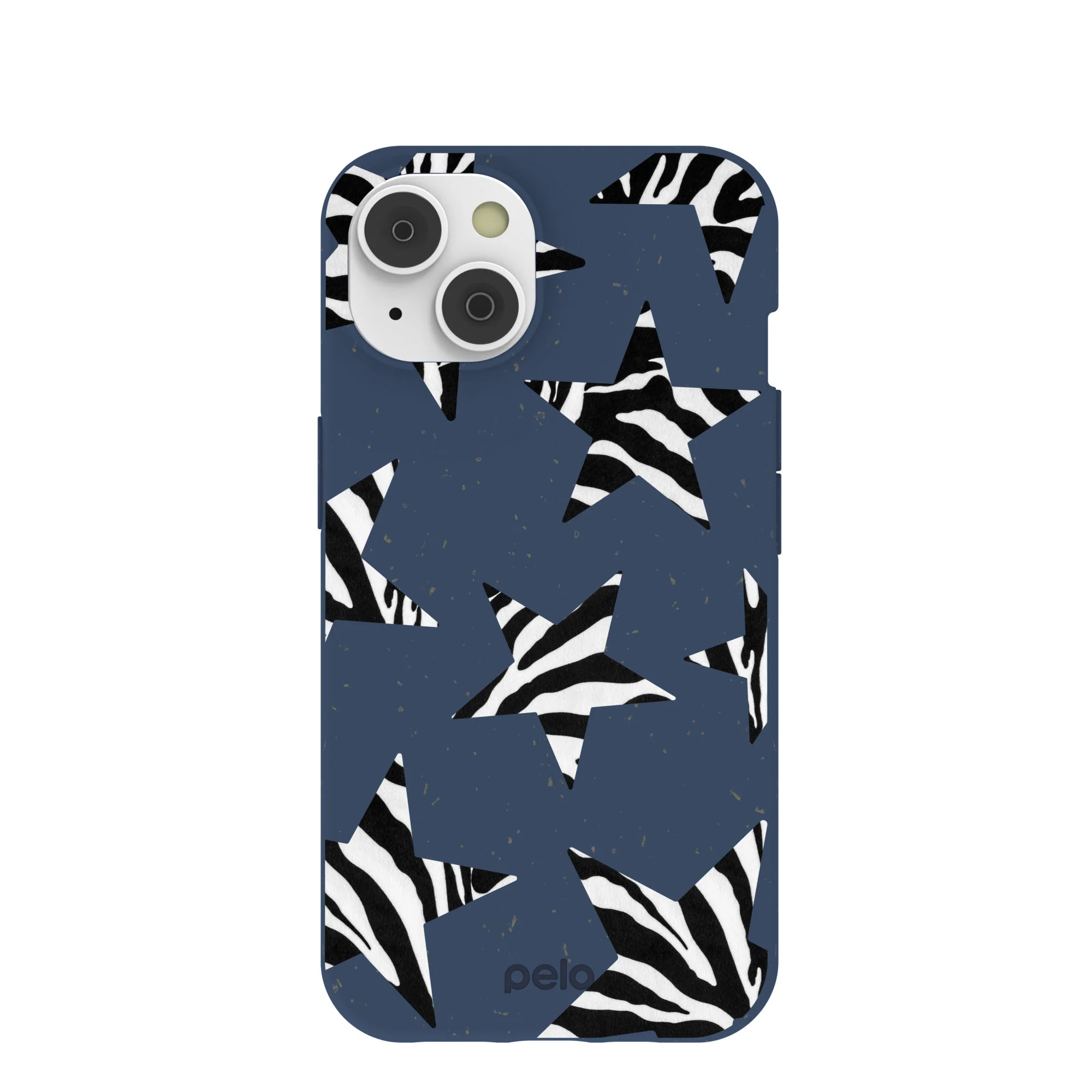 Navy Blue Zebra Stars iPhone 14 Case
