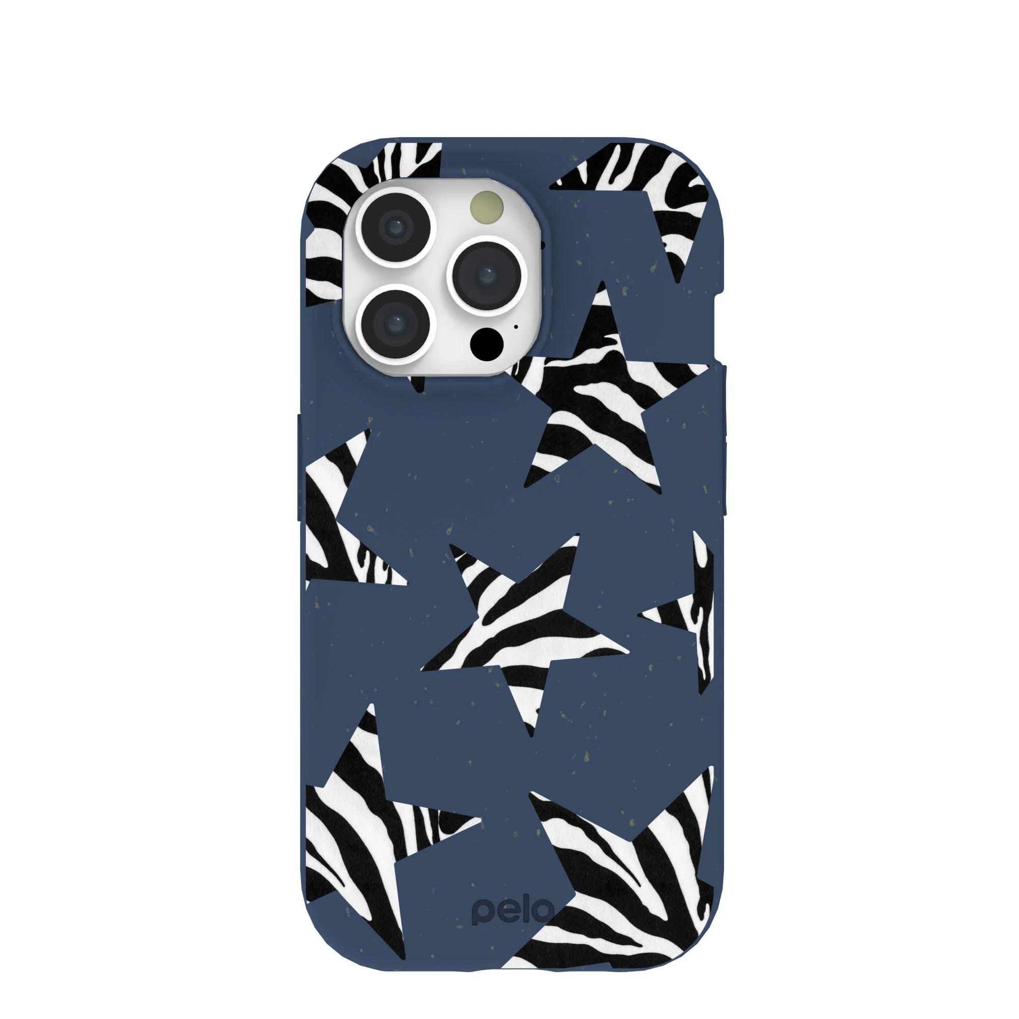 Navy Blue Zebra Stars iPhone 15 Pro Case